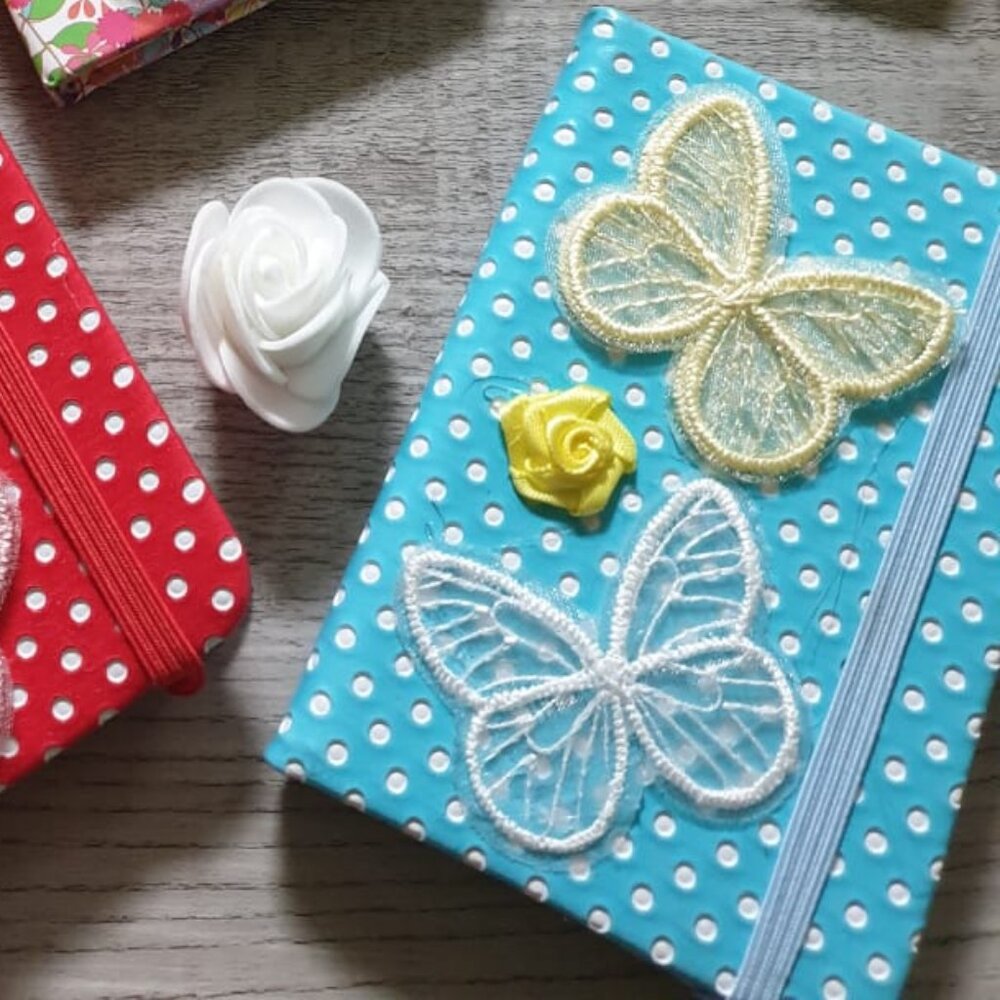 Mini Notebook-Butterfly Flowers Handmade Notepad Small Pocket Mini Journal Gift - Picture 3 of 3